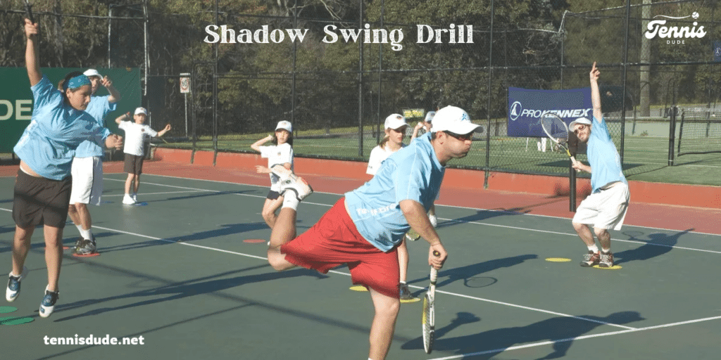 Tennis shadow swings with footwork drill