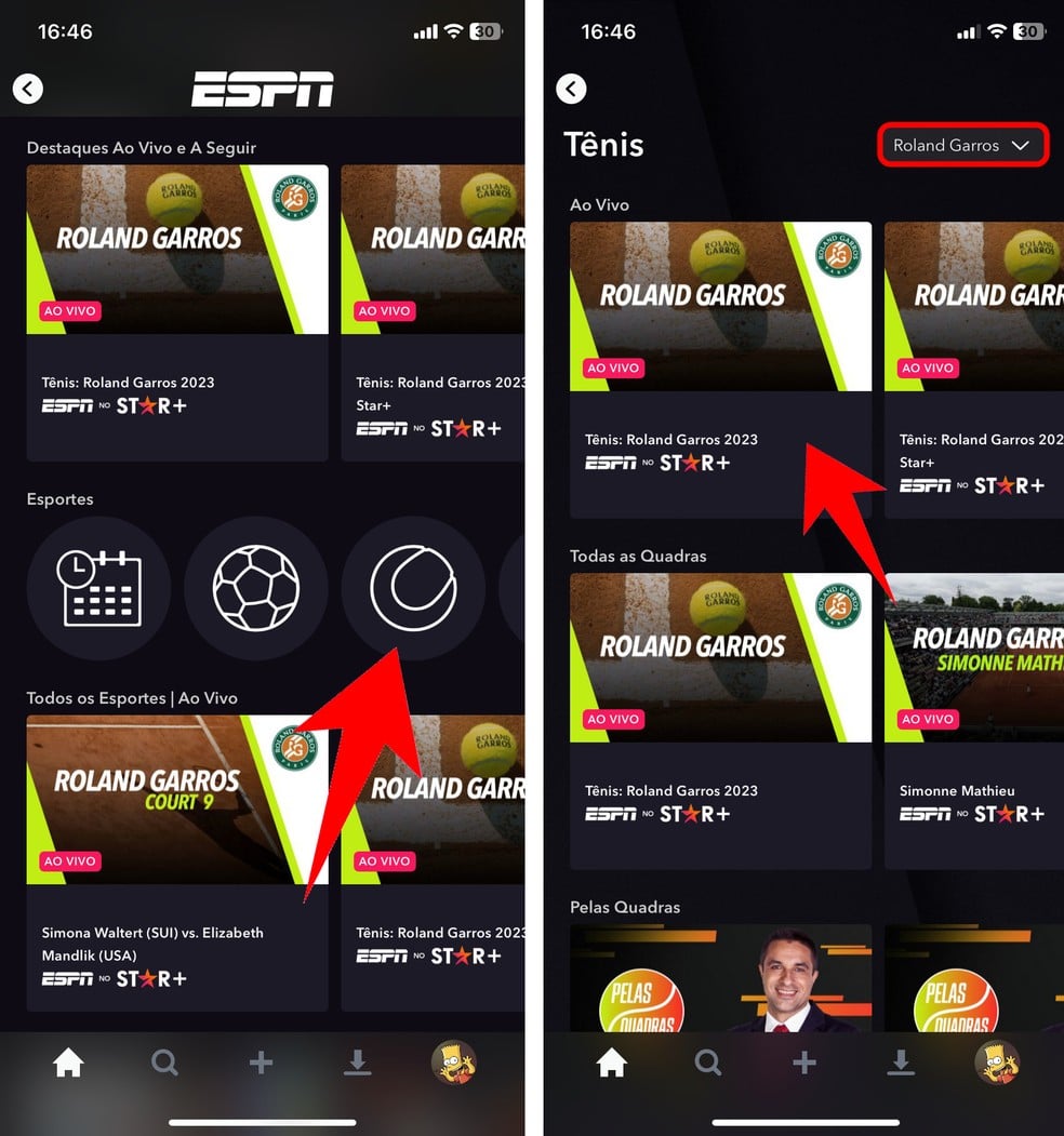 Assistir Roland Garros no celular