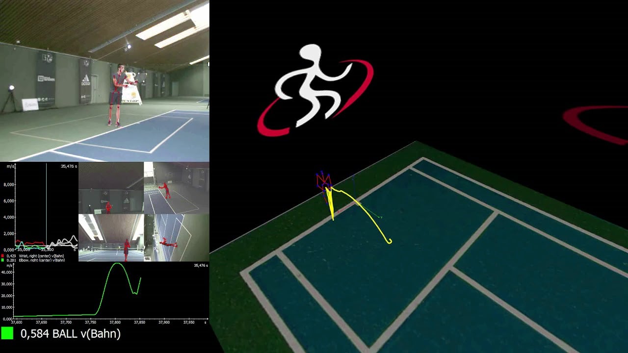 Tennis serve motion capture with markers