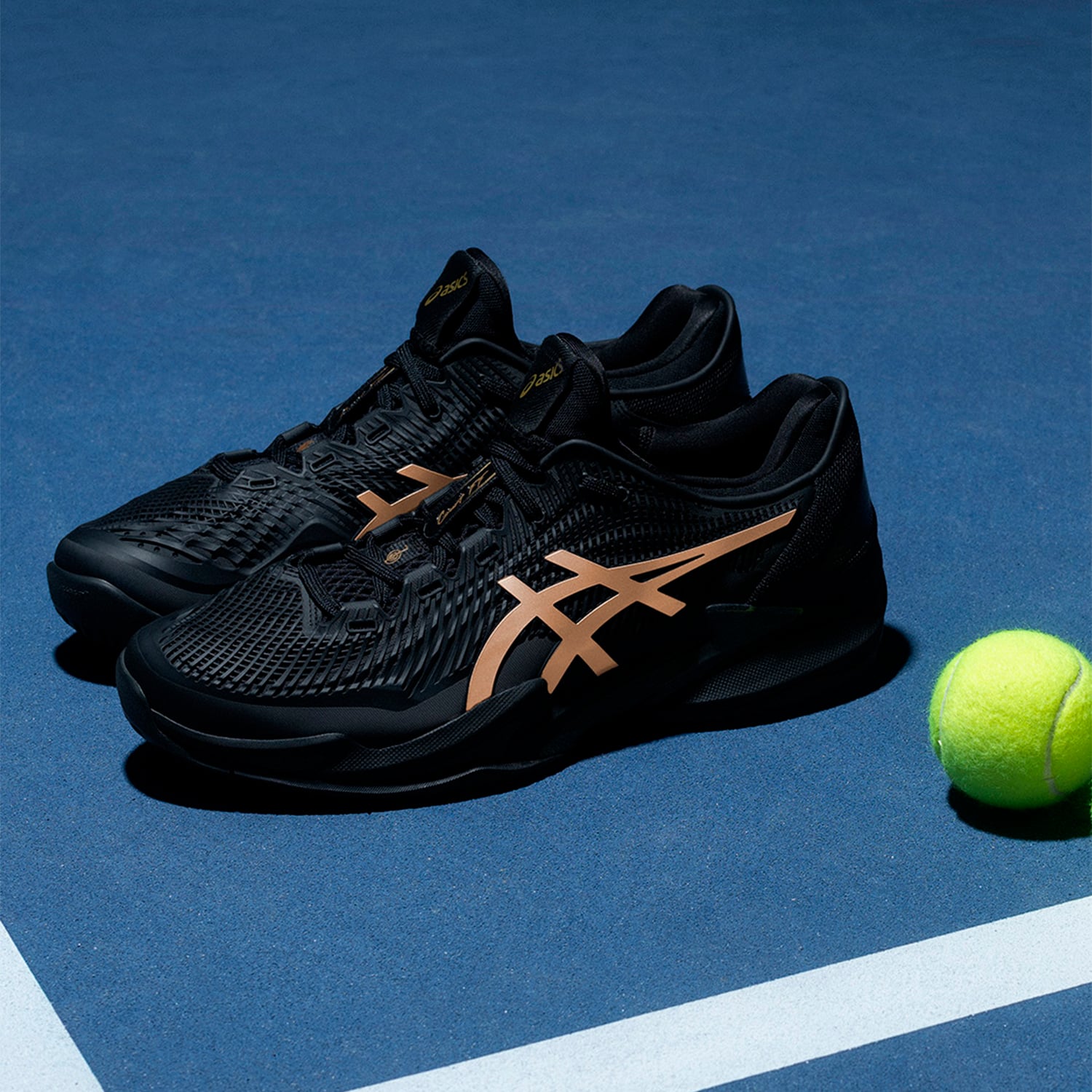 Asics Court FF 3 black tennis shoes used by Djokovic