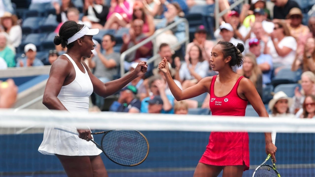 Venus Williams playing doubles at 2025 US Open