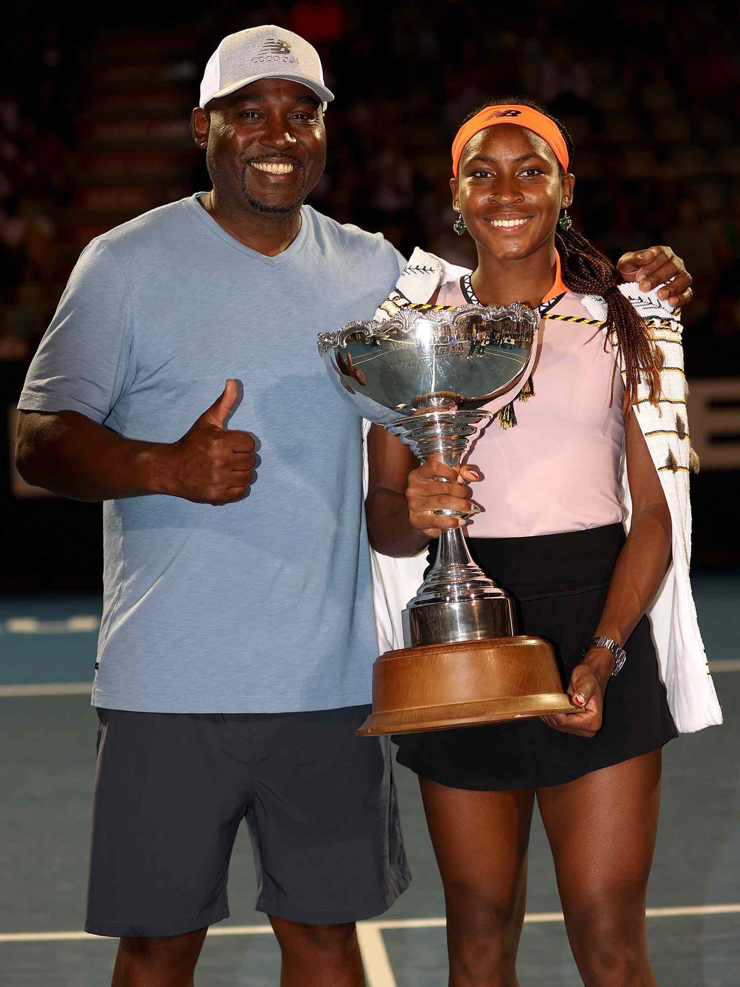 Coco Gauff with parents Corey and Candi Gauff