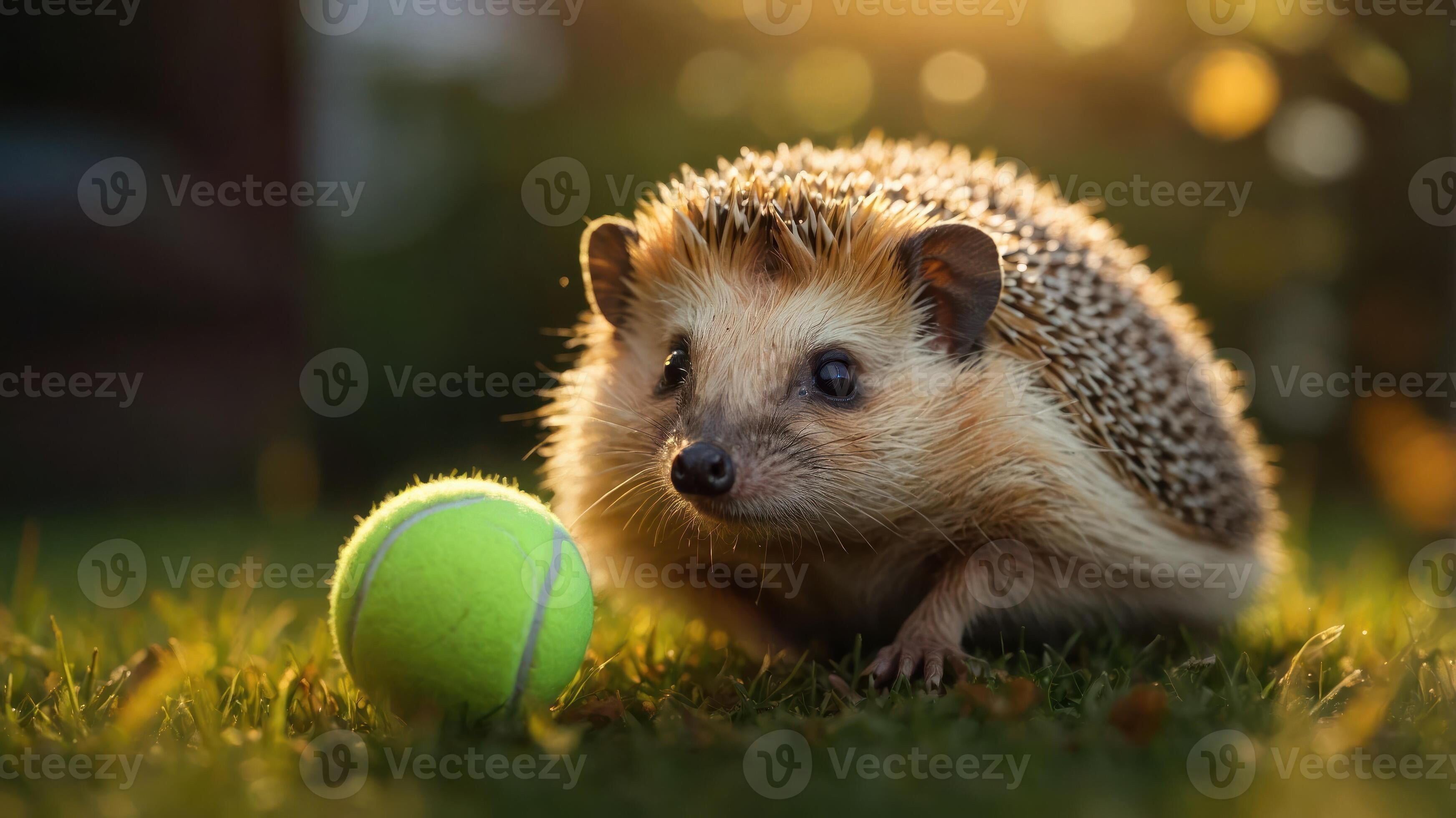 Ourico aproximando-se de bola de tênis no jardim